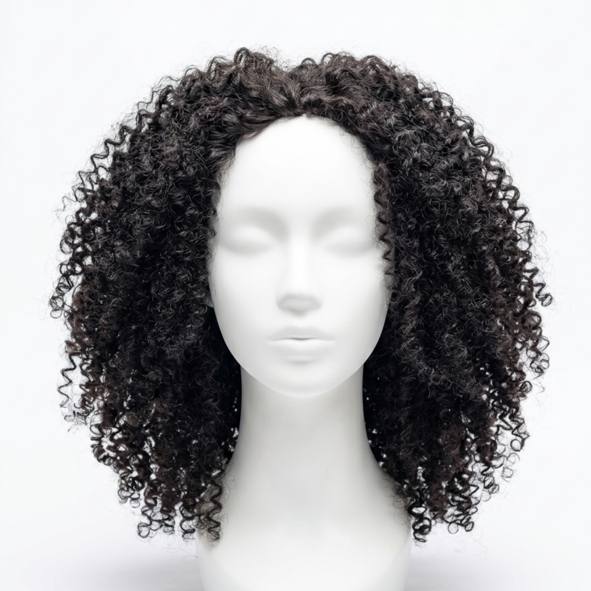 Half Wig Kinky Curly 20 pouces sur mannequin - vue de face